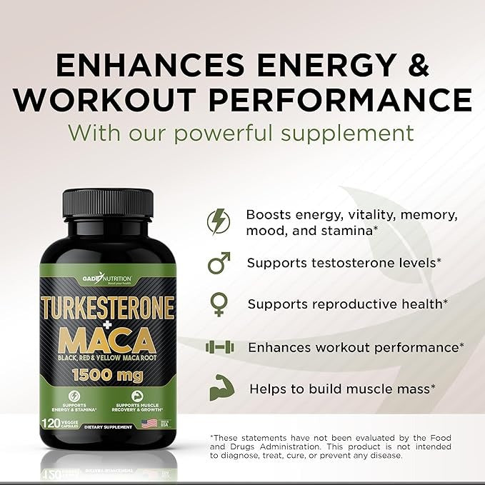 Turkesterone + Maca [Energy & Stamina] 120 Capsules
